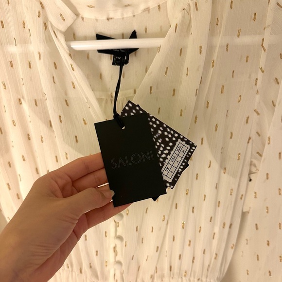 NWT💕 SALONI Alexia Tiered Metallic Crinkled Maxi Dress SZ 4 - Picture 5 of 6